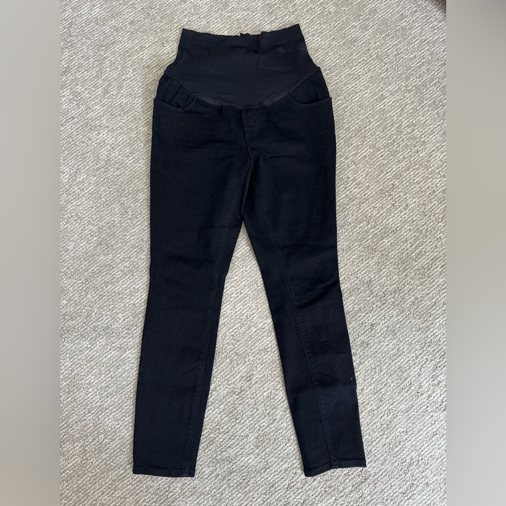Maternity Black Skinny Pants Jeans Basic Neutral Pregnancy Full Belly Size 6